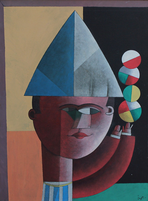 Equilibrista com fundo amarelo 